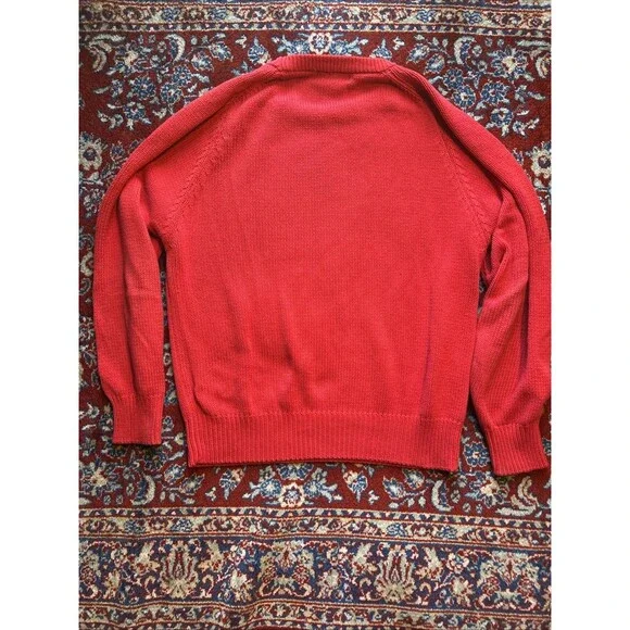 VINTAGE 90s Eddie Bauer Red Heavyweight Knit Sweater Size Large - Picture 5 of 5